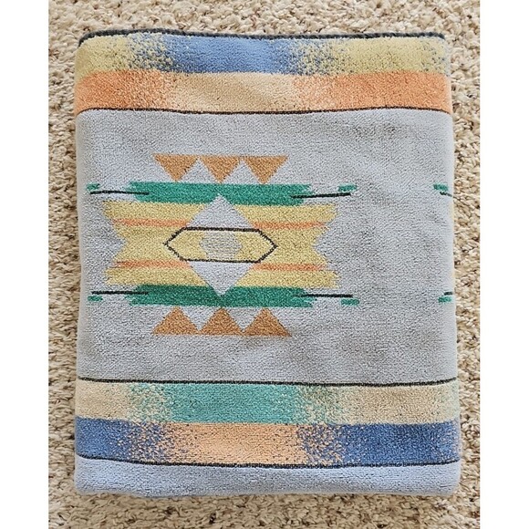 Vintage Royal Terry Beach Towel Southwestern Geometric Desert Pastels Pool Swim - Picture 15 of 16